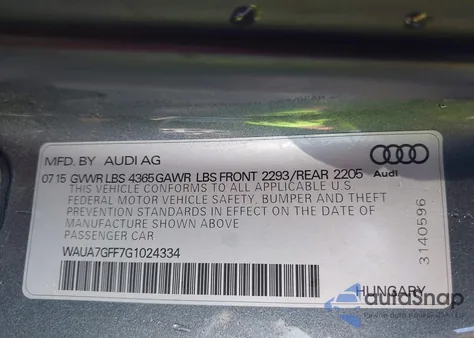 2016 Audi A3 1.8T Premium из США, поврежденный, VIN WAUA7GFF7G1024334